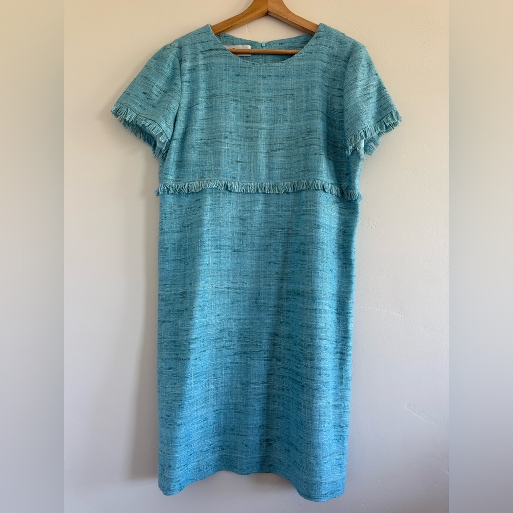 Sara Campbell Teal Midi Dress With Fringe Size 12